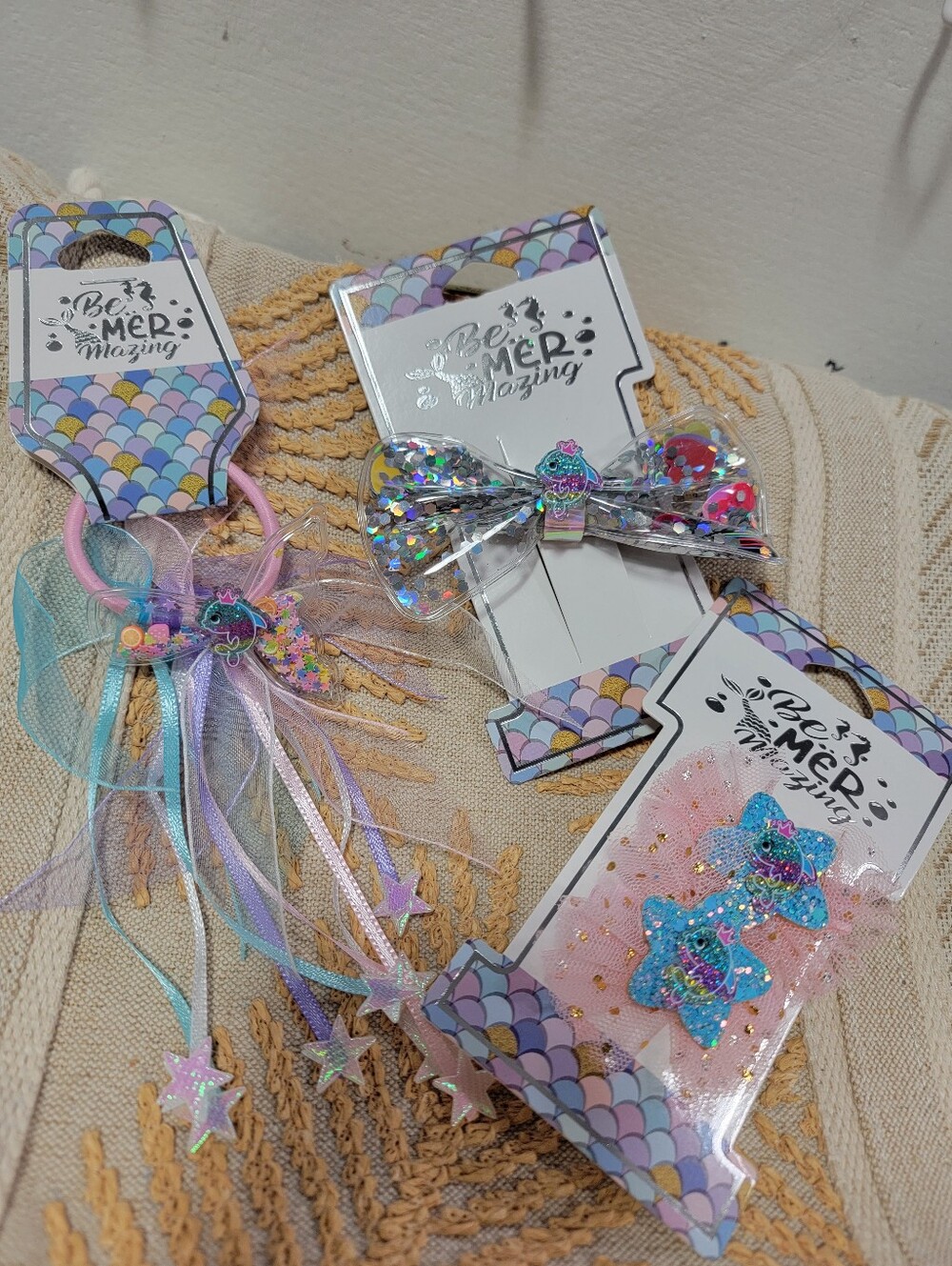 Be Mermazing Kids Mermaid Hair Accessory Set - Pink, Blue, Purple